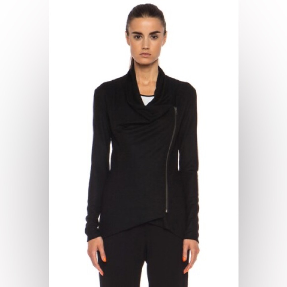 Helmut Lang  Moto Jacket /Sweater  Size S Black Wool
